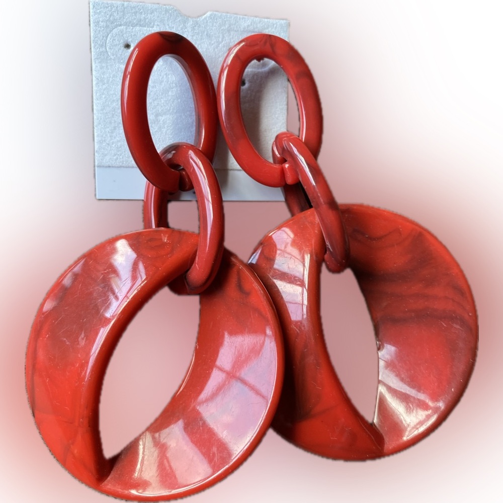 Vintage 80’s Bold Red Hoop Earrings